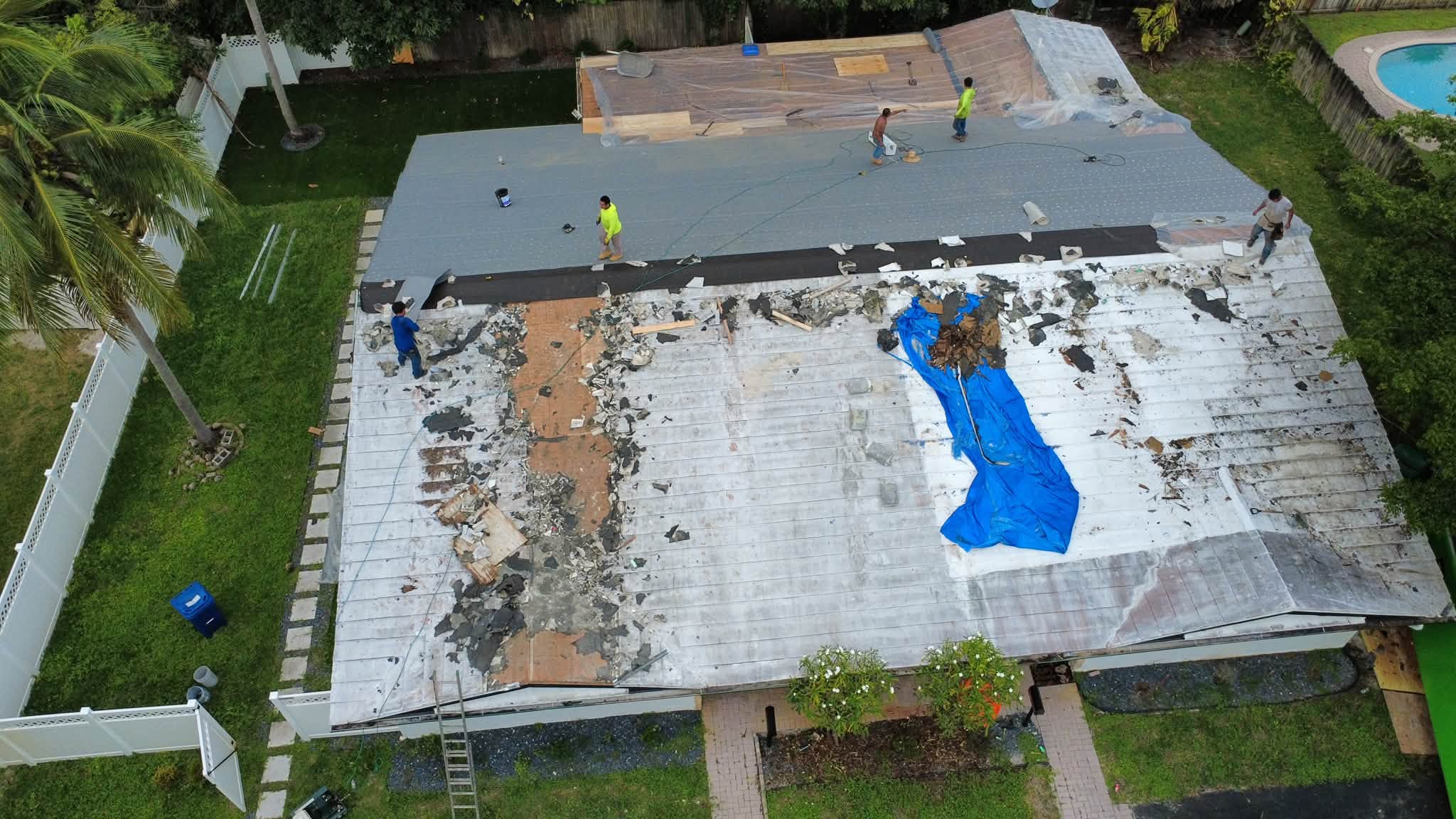 Tear off stage of a roofing project
