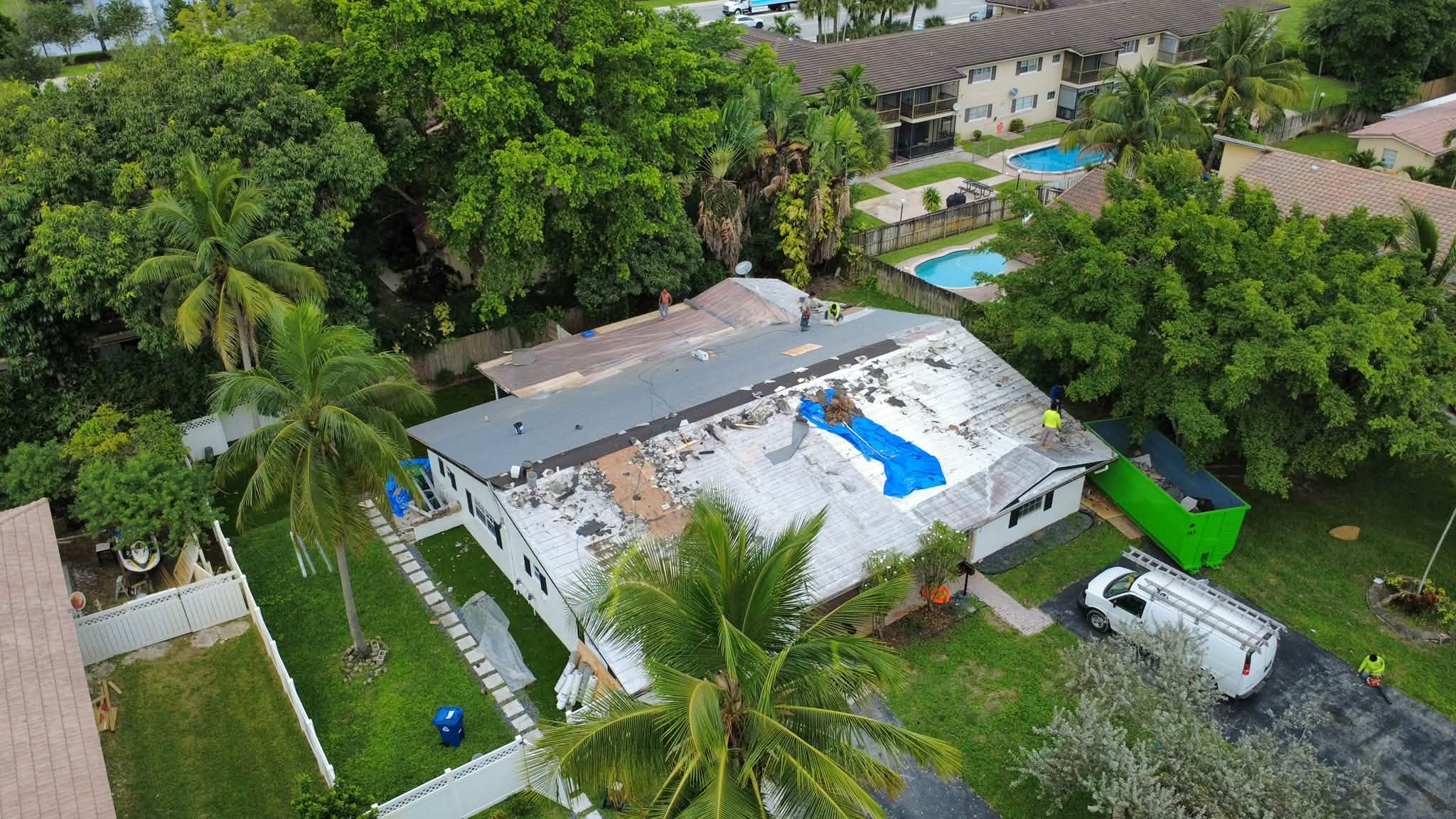 Tile reroof tear off