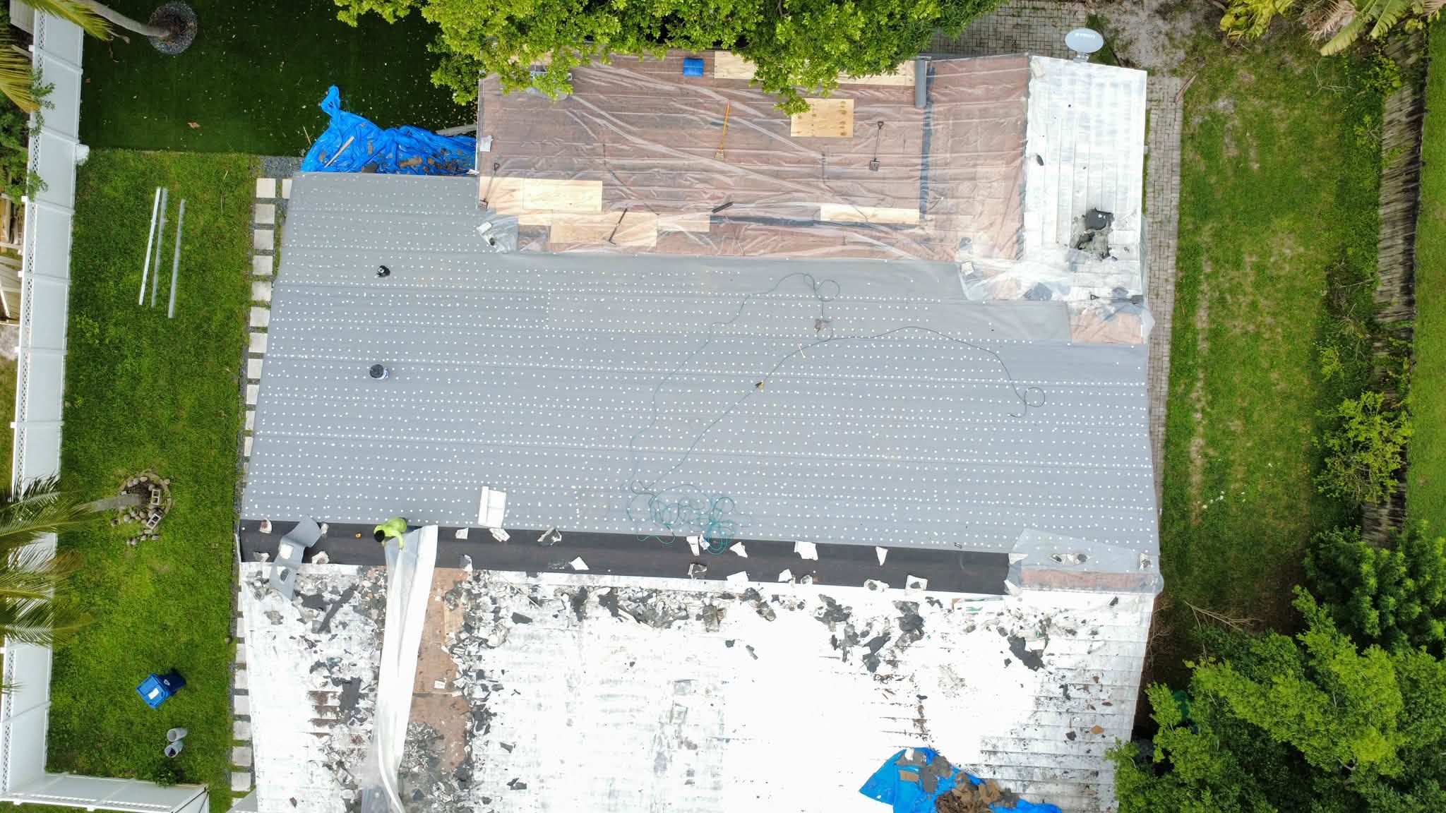Old roof removed from above
